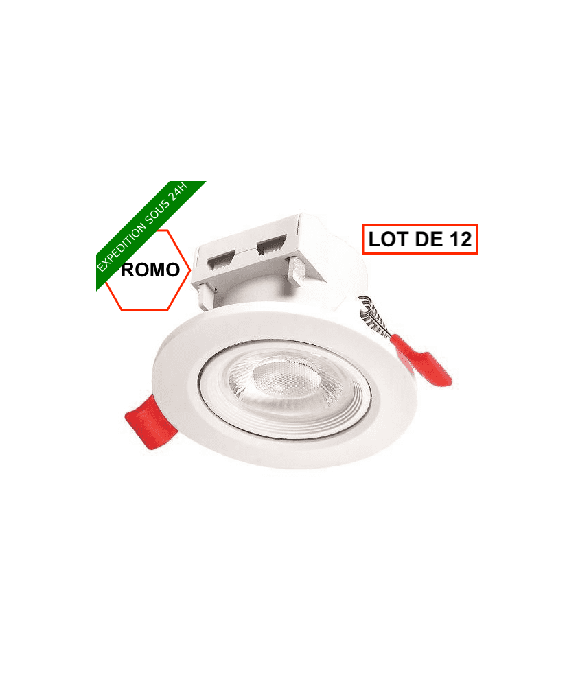 LOT DE 12 PIECES // Spot led encastré rond 5W 3000k / 4000k / 6000k orientable