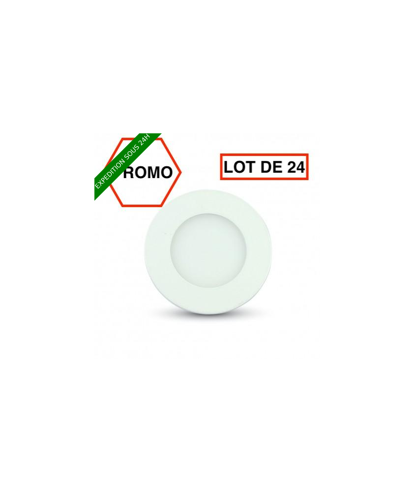 LOT DE 24 PIÈCES //Spot led encastré rond 3W blanc froid 6000k V-TAC