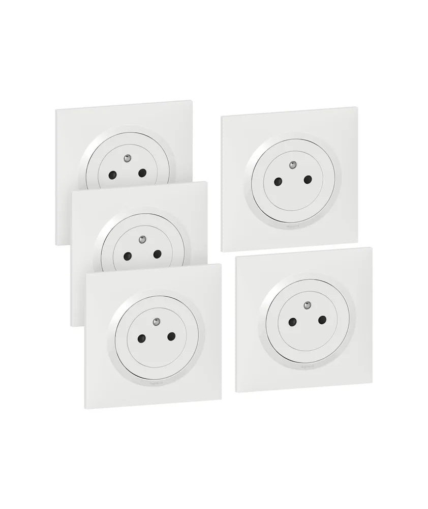 Lot de 5 prises avec terre complet Dooxie, LEGRAND, blanc