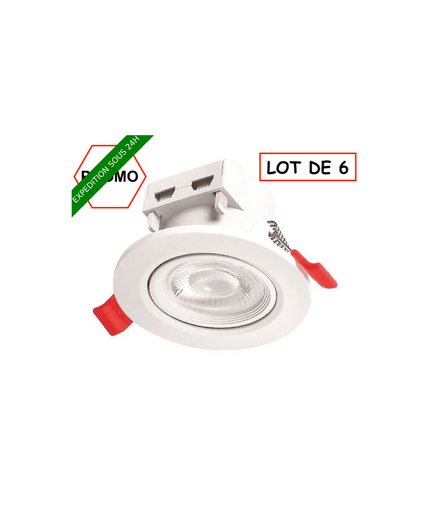 LOT DE 6 PIECES // Spot led encastré rond 5W 3000k / 4000k / 6000k orientable