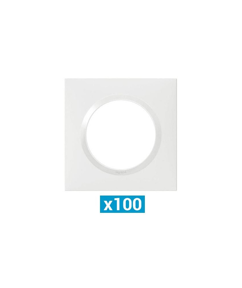 Lot de 100 plaques carrées dooxie 1 poste finition blanc - 600941