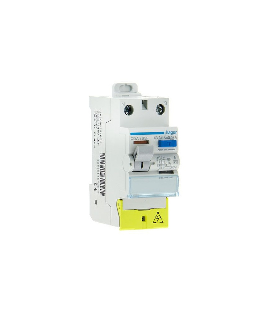HAGER Interrupteur différentiel 63A 30mA type A 230V - CDA765F