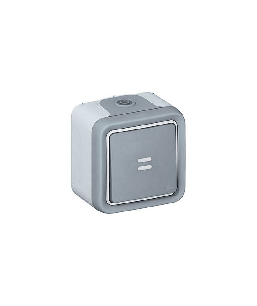 Legrand - Poussoir NO lumineux 10A Plexo complet IP55 saillie - gris- Réf : 069722