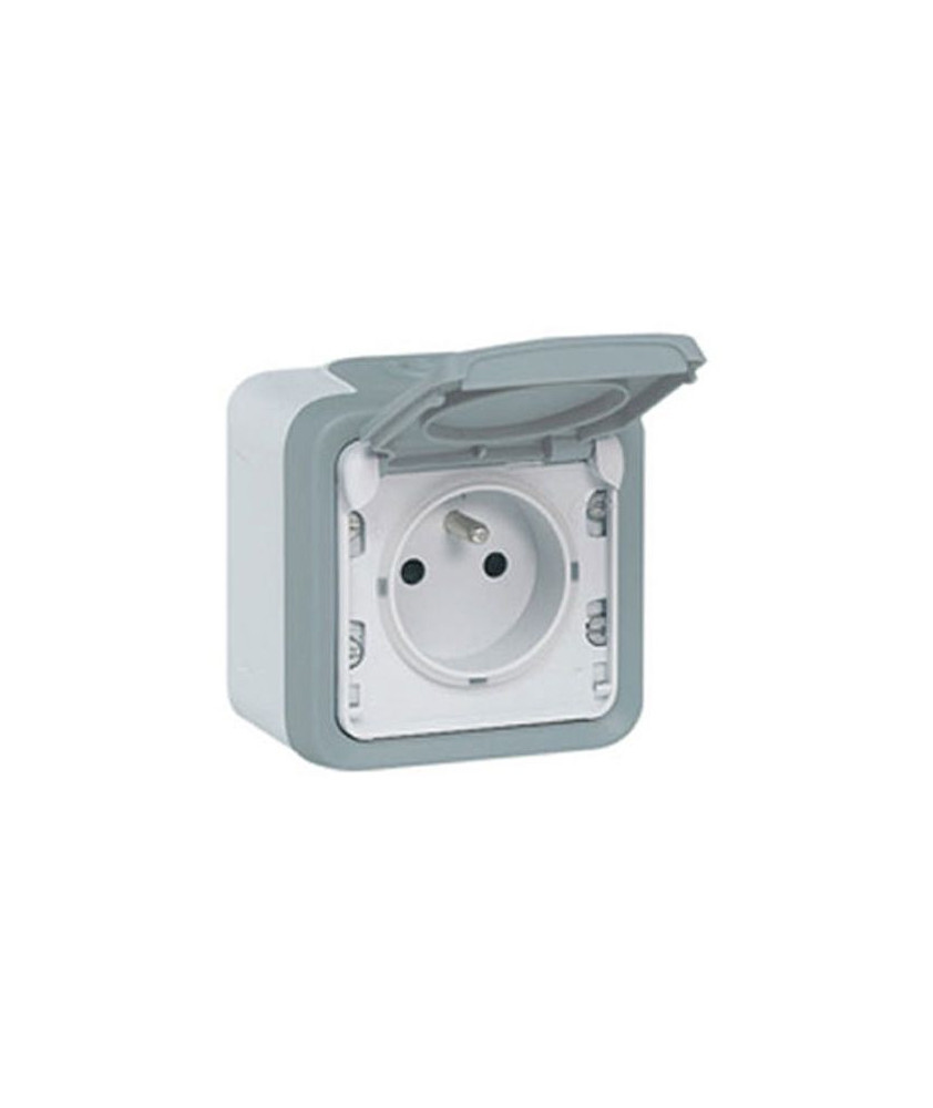 Legrand - Prise 2P+T avec éclips de protection 16A Plexo complet IP55 saillie - gris - Réf : 069731
