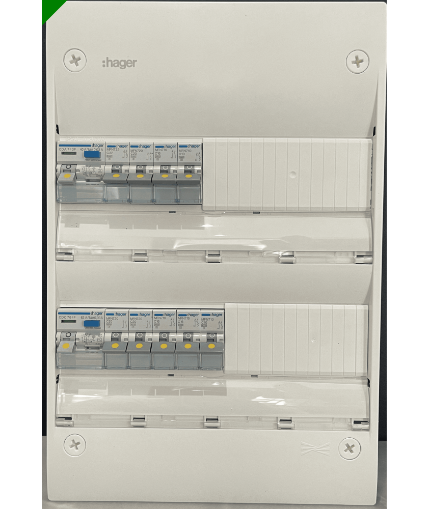 Tableau électrique hager 2 rangée équipé et pré-câblé 1ID40A 1ID63A