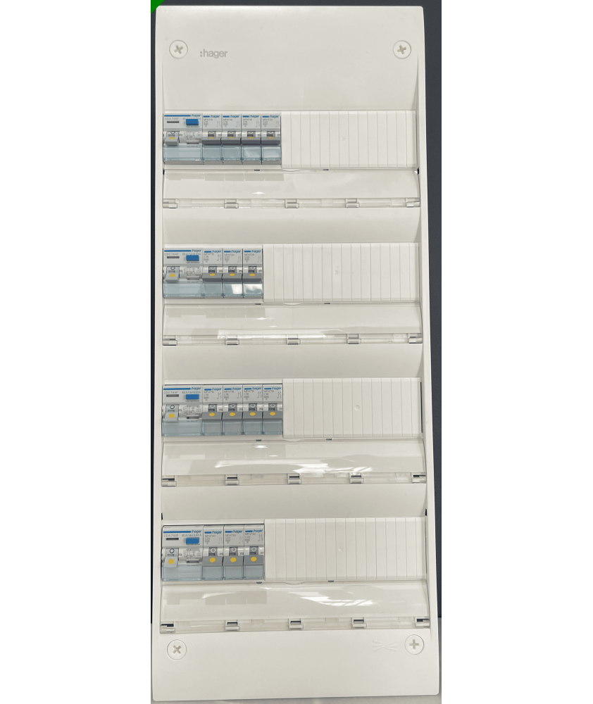 Tableau électrique hager 4 rangée équipé et pré-câblé 3 ID63A 1 ID40A