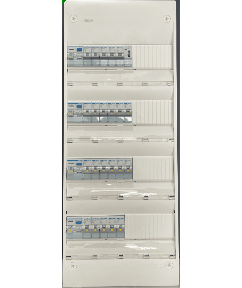 Tableau électrique hager 4 rangée équipé et pré-cablé Réf 069
