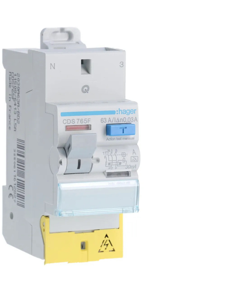HAGER Interrupteur différentiel SanVis 63A 30mA type A auto 230V - CDS765F