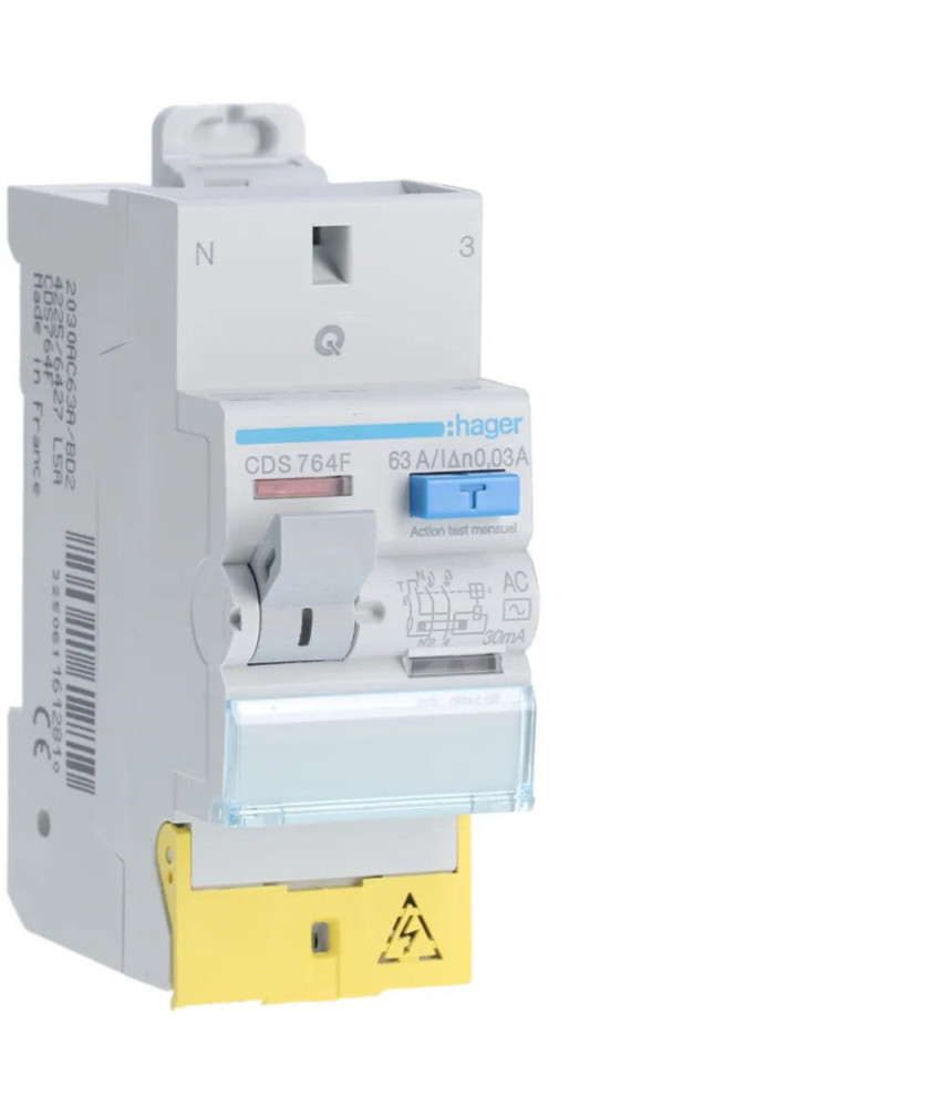 HAGER Interrupteur différentiel SanVis 63A 30mA type AC auto 230V - CDS764F