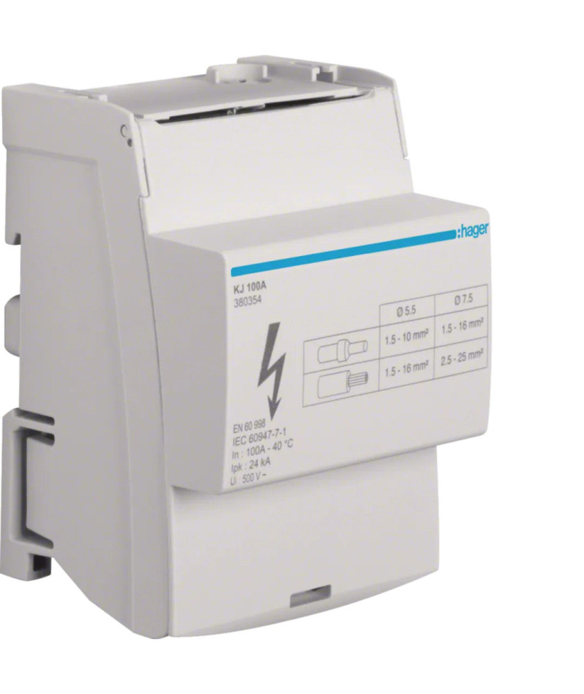HAGER KJ100A - REPARTITEUR TÉTRAPOLAIRE, 100A