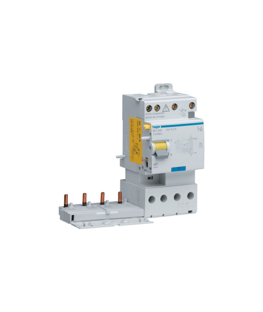BDC840 - Bloc différentiel double sortie 4P 40A 30mA type AC - Hager