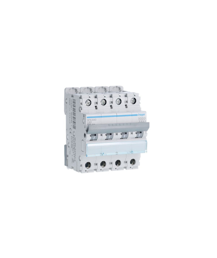 Hager - Disjoncteur 4P 6-10kA courbe C - 20A 4 modules - Réf : NFN420
