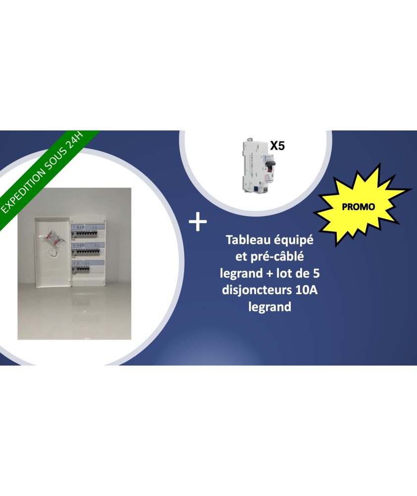 Offre spécial ! Tableau électrique équipe et pré-câblé 3 rangée + lot de 5 disjoncteurs 10A