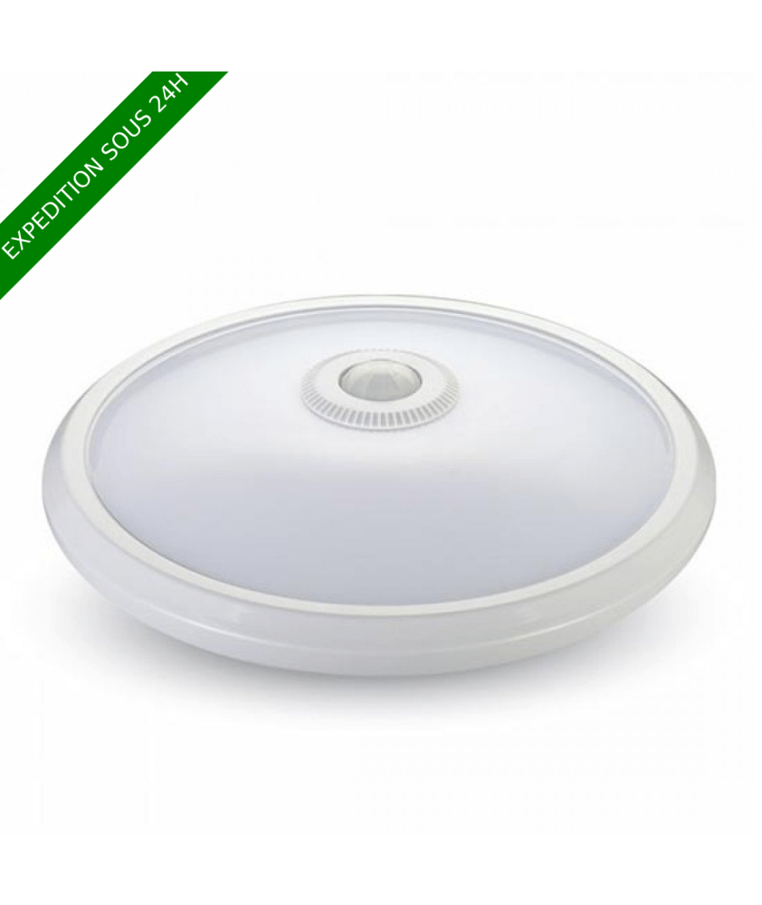 V-TAC PRO VT-13 plafonnier dome 12w chip samsung corps blanc rond avec capteur infrarouge blanc neutre 4000K IP20 - SKU 808