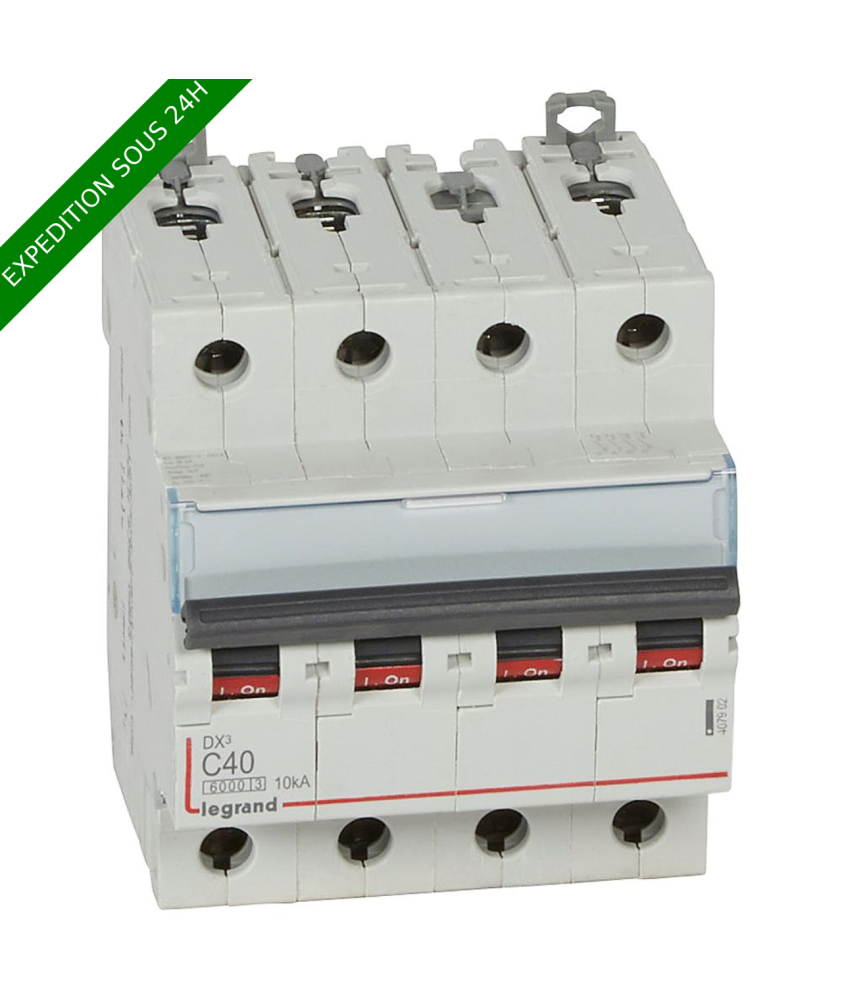 Disjoncteur DX³6000 10kA arrivée haute et départ bas à vis 4P 400V~ - 40A - courbe C - pour peigne HX³ traditionnel : ref 4