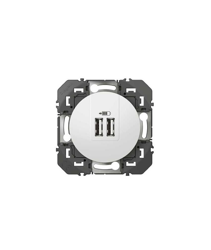 Double chargeur USB TypeA 2,4A Dooxie - Blanc - 600343 - Legrand