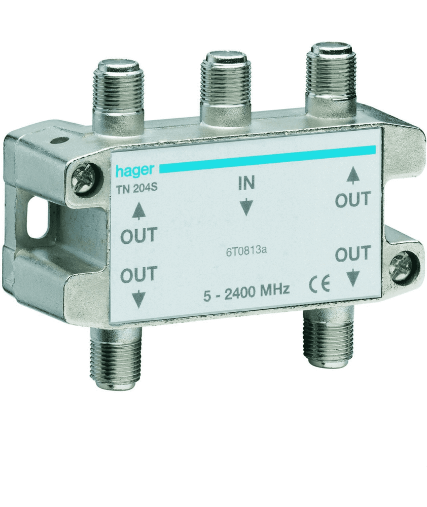 épartiteur TV hertzien/satellite 4 sorties COAX (TN204S)