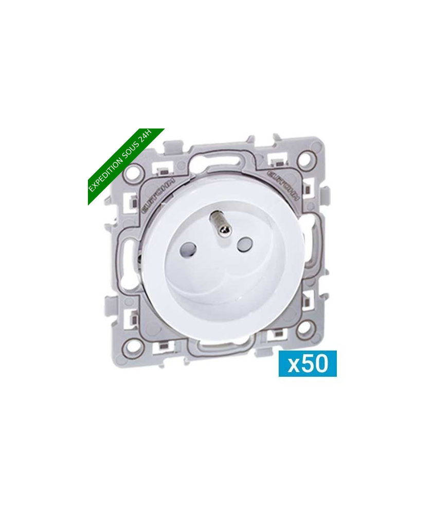 EUROHM Square Lot de 50 prises de courant 2P+T blanc - 60269