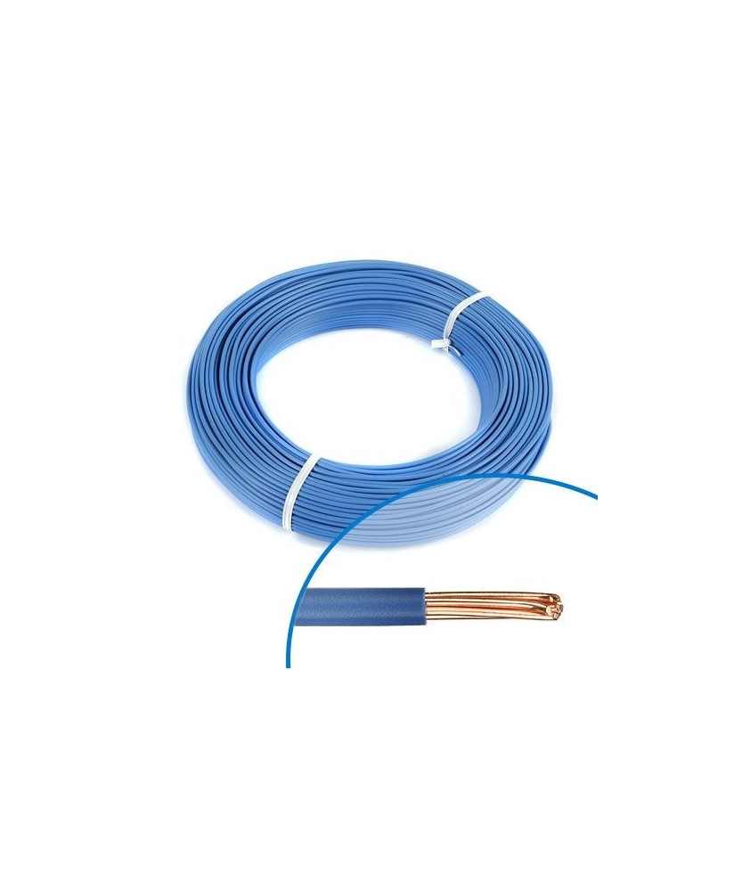 Fil électrique rigide H07VR 6mm² bleu - Couronne de 100m