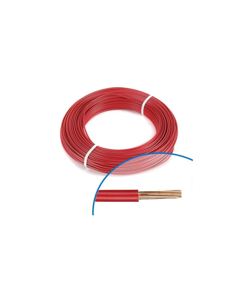Fil électrique rigide H07VR 6mm² rouge - Couronne de 100m